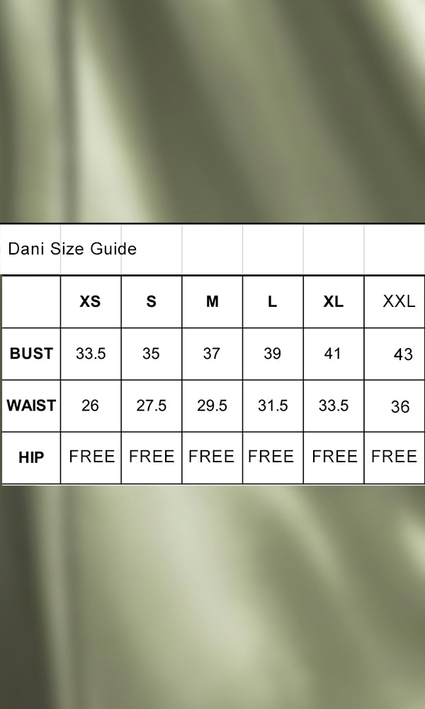 Sizing chart for Dani dress