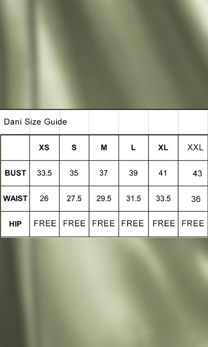 Sizing chart for Dani dress