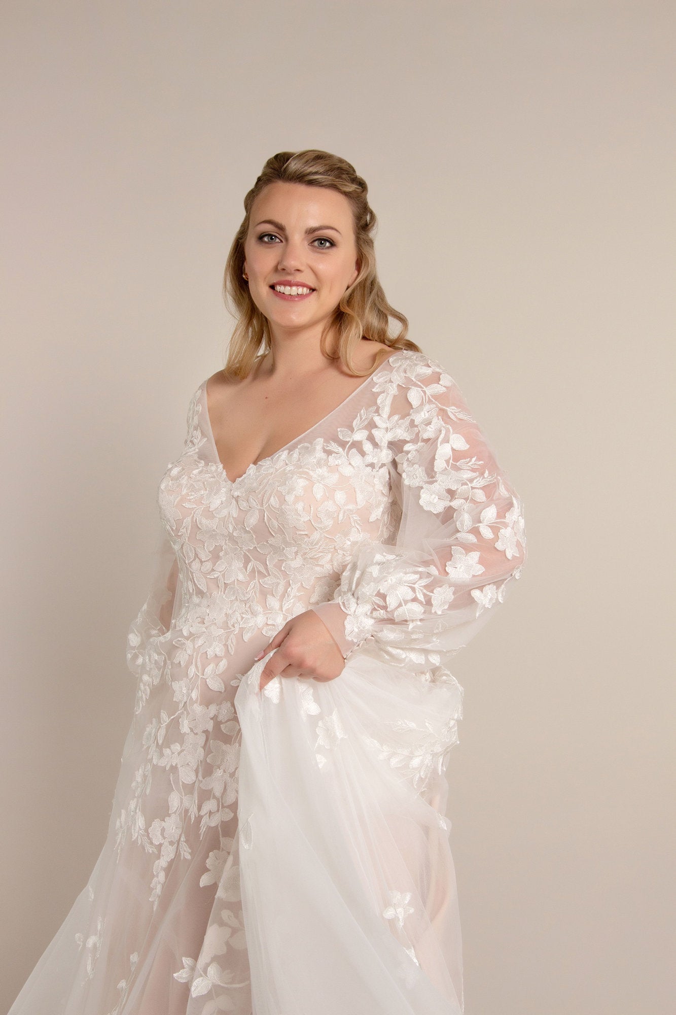 Rebecca - lace balloon sleeve wedding gown mg-rebecca