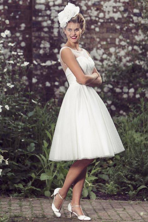 tb-brenda Short retro fifties spotty tulle bridal dress