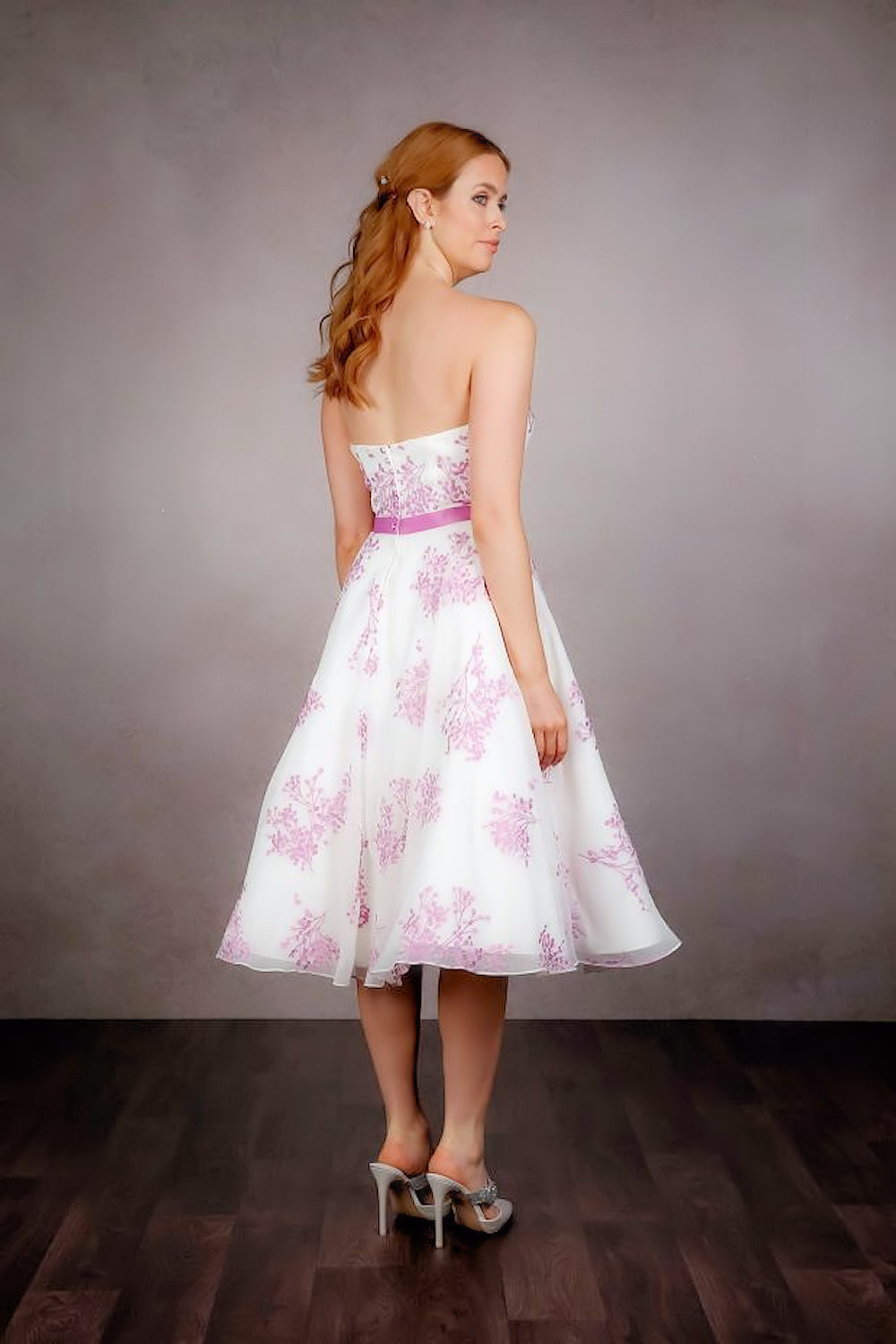 Back of the Grace shorter tea length wedding dress  rd-grace