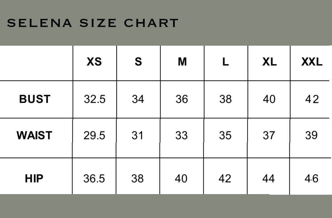 Selena sizing cahrt