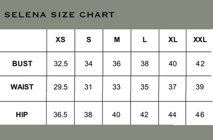 Selena sizing cahrt