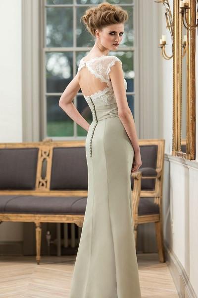 tb-m576 Chiffon dress with delicate lace bodice
